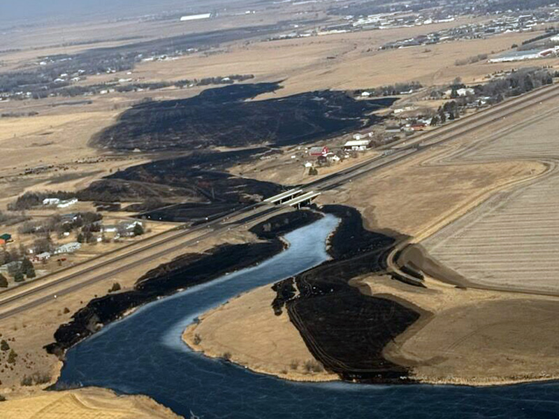 Aerial footage of the 2026 fire near Huron, SD.