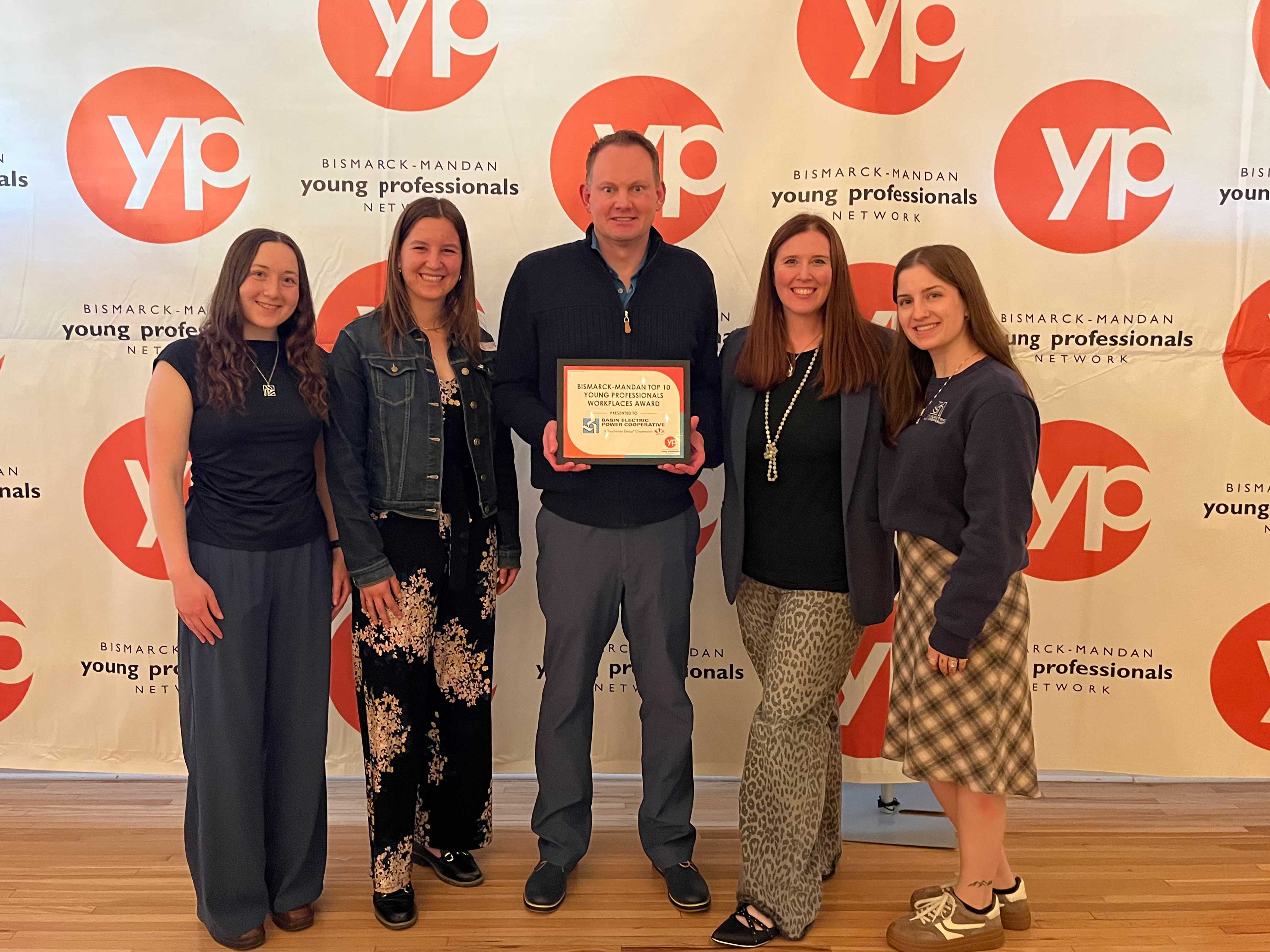 Basin Electric Employees holding Young Professionals Network Top Ten Places to Work award