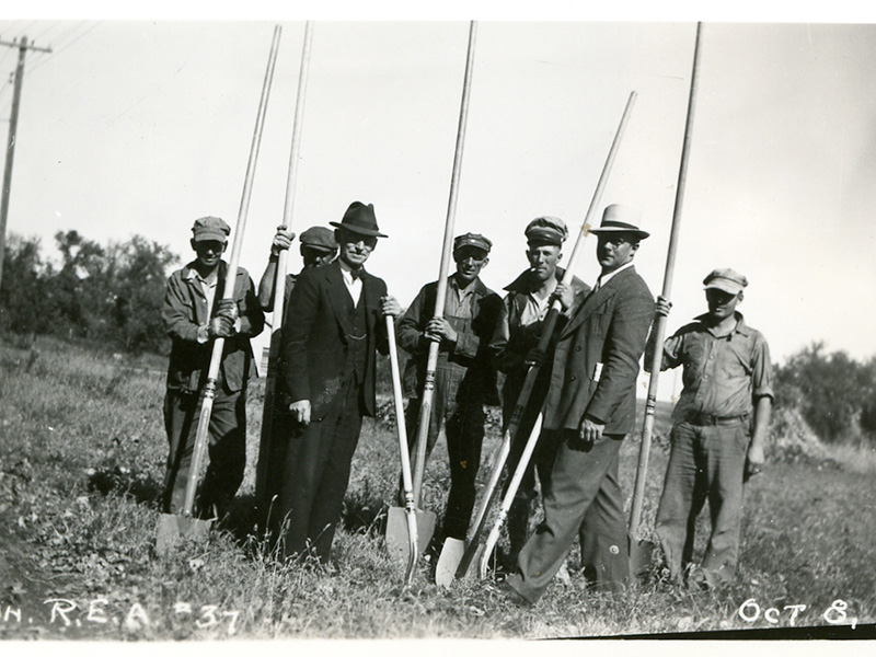In 1936, a team breaks ground on Federated’s first power line.