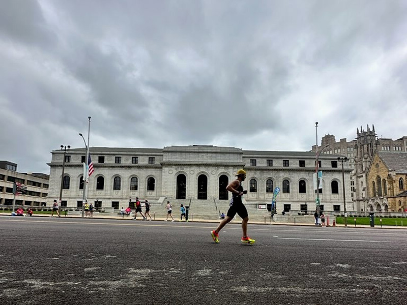 Employee running marathon race in St Louis
